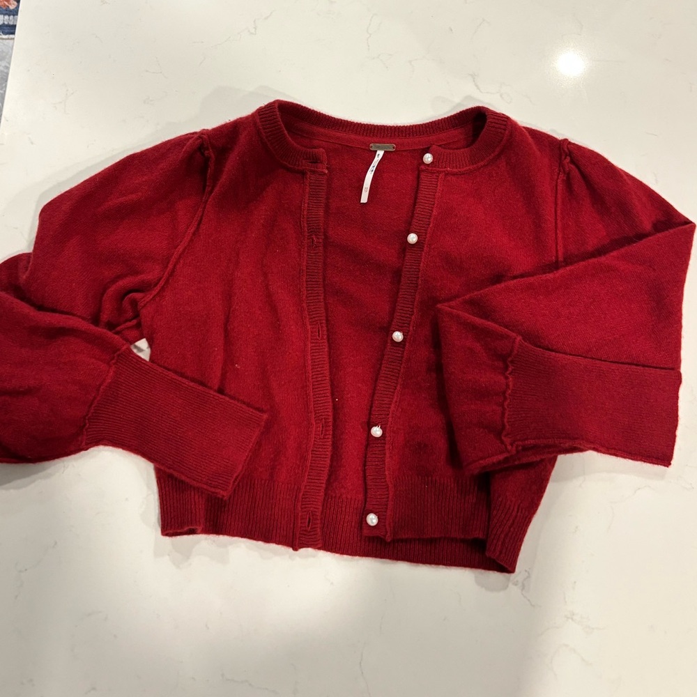 Free People xs cashmere sweater with pearl buttons